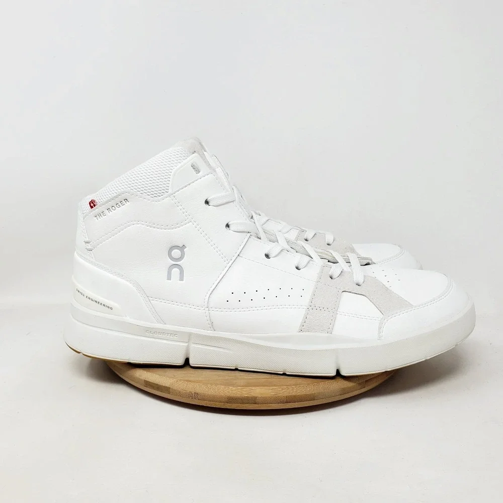 On The Roger Clubhouse Mid Shoes Mens 10.5 White Sneaker Casual Tennis Court